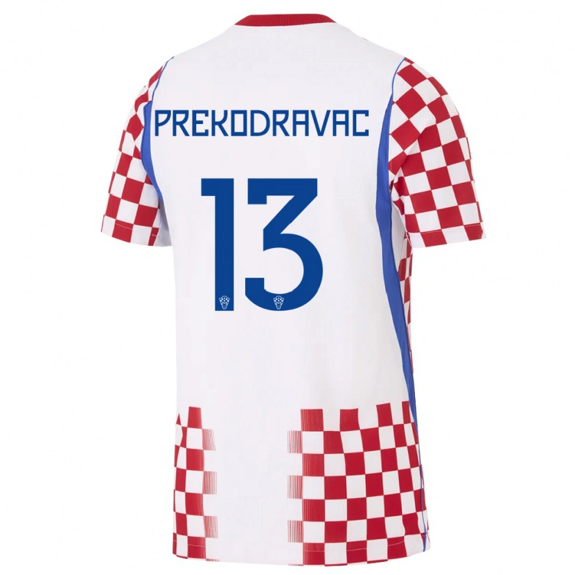 Danxen Kvinnor Kroatien Marin Prekodravac #13 Vit Röd Blå Hemmatröja Matchtröjor 26-28 Tröjor T-Tröja