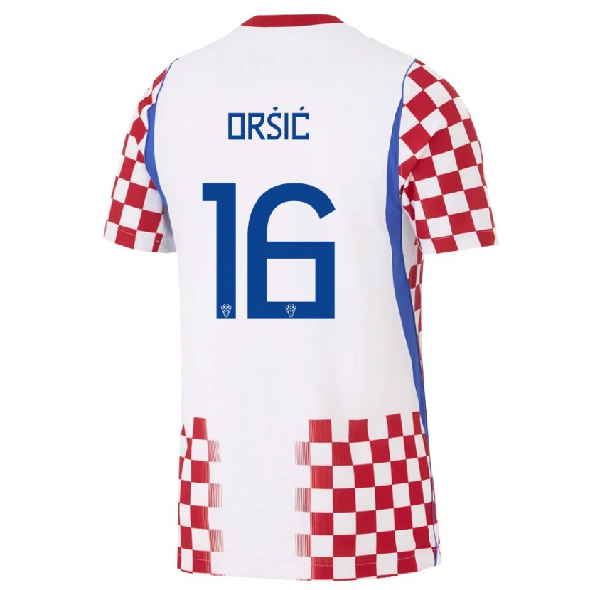 Danxen Kvinnor Kroatien Mislav Orsic #16 Vit Röd Blå Hemmatröja Matchtröjor 26-28 Tröjor T-Tröja