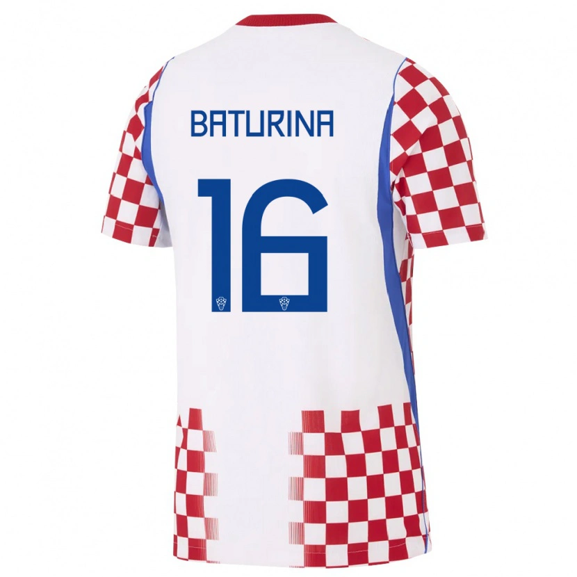Danxen Kvinnor Kroatien Martin Baturina #16 Vit Röd Blå Hemmatröja Matchtröjor 26-28 Tröjor T-Tröja
