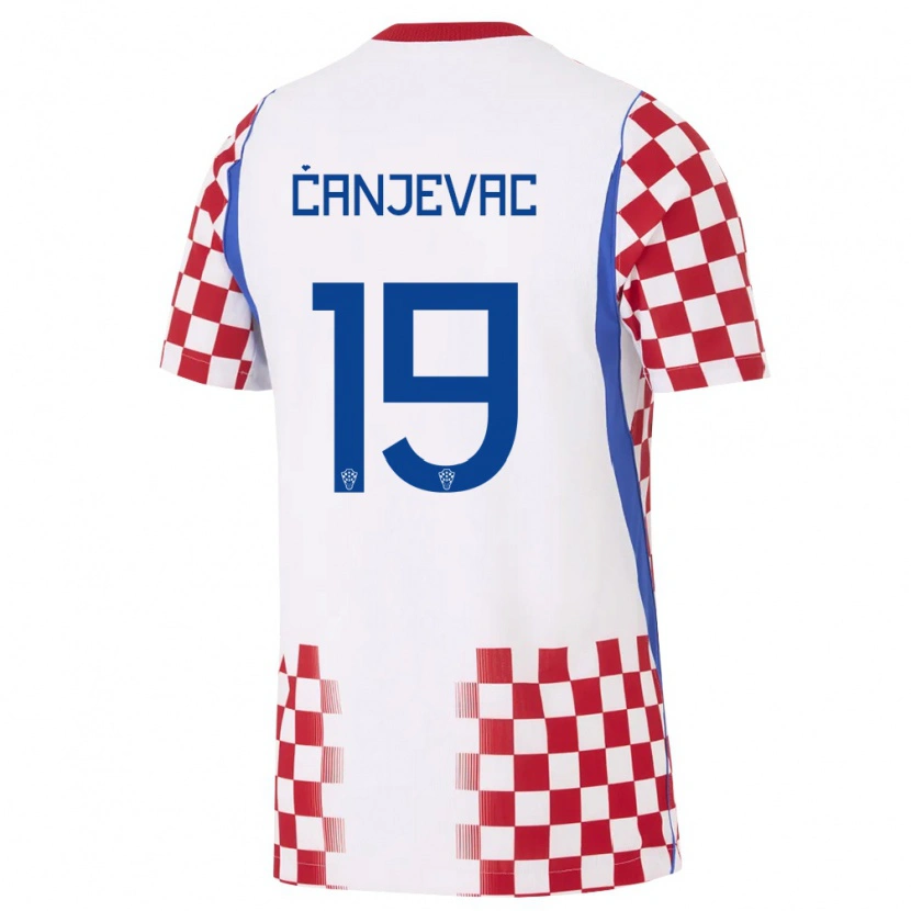Danxen Kvinnor Kroatien Janja Canjevac #19 Vit Röd Blå Hemmatröja Matchtröjor 26-28 Tröjor T-Tröja