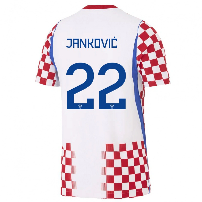 Danxen Kvinnor Kroatien Niko Jankovic #22 Vit Röd Blå Hemmatröja Matchtröjor 26-28 Tröjor T-Tröja