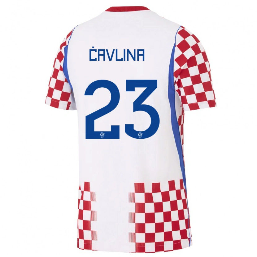 Danxen Kvinnor Kroatien Nikola Cavlina #23 Vit Röd Blå Hemmatröja Matchtröjor 26-28 Tröjor T-Tröja
