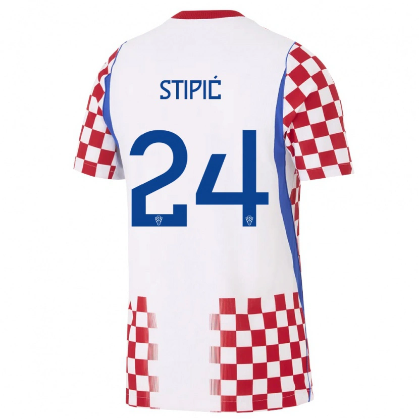 Danxen Kvinnor Kroatien Mihael Stipic #24 Vit Röd Blå Hemmatröja Matchtröjor 26-28 Tröjor T-Tröja