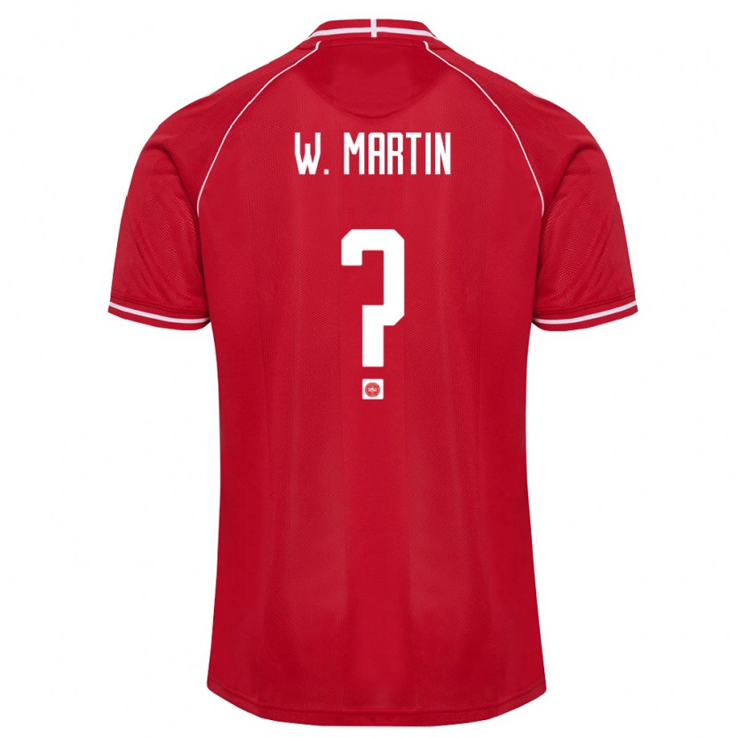 Danxen Kvinnor Danmark William Martin #0 Röd Vit Hemmatröja Matchtröjor 26-28 Tröjor T-Tröja