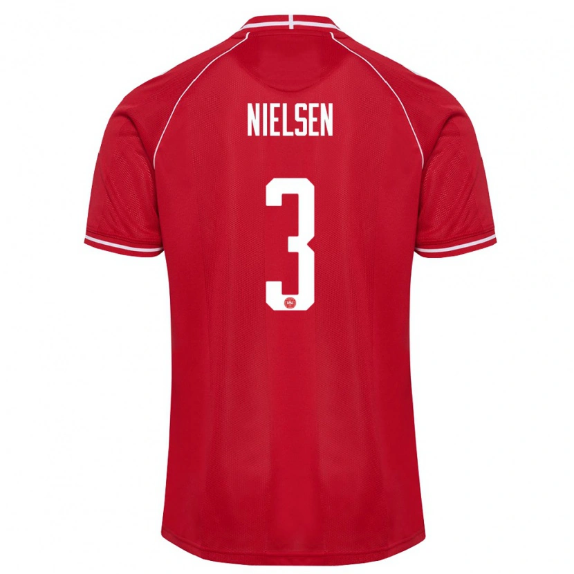 Danxen Kvinnor Danmark Villads Nielsen #3 Röd Vit Hemmatröja Matchtröjor 26-28 Tröjor T-Tröja