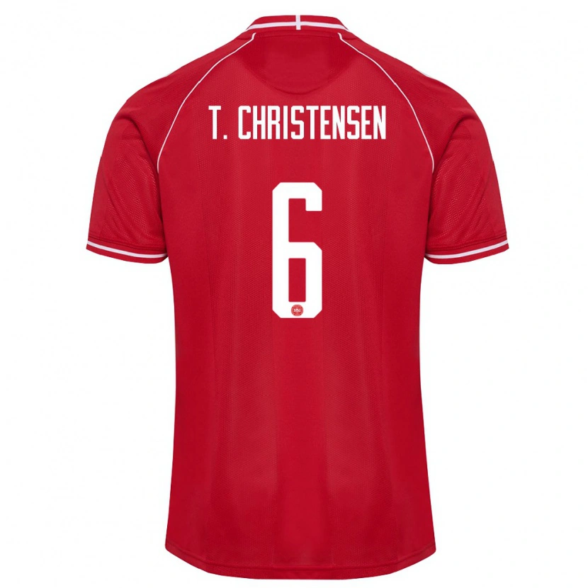 Danxen Kvinnor Danmark Tristan Christensen #6 Röd Vit Hemmatröja Matchtröjor 26-28 Tröjor T-Tröja