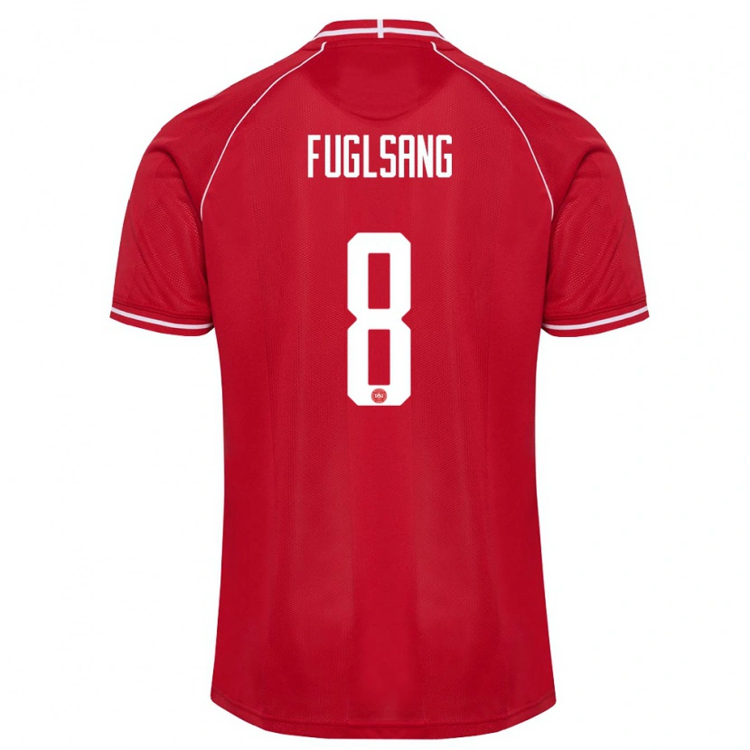Danxen Kvinnor Danmark Adam Fuglsang #8 Röd Vit Hemmatröja Matchtröjor 26-28 Tröjor T-Tröja
