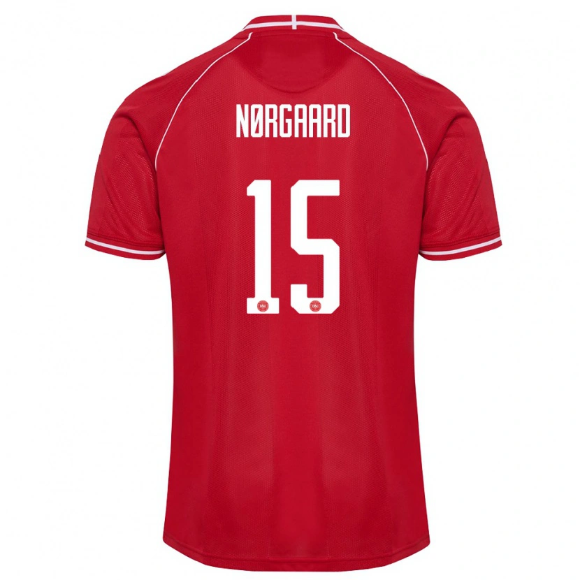 Danxen Kvinnor Danmark Christian Nørgaard #15 Röd Vit Hemmatröja Matchtröjor 26-28 Tröjor T-Tröja
