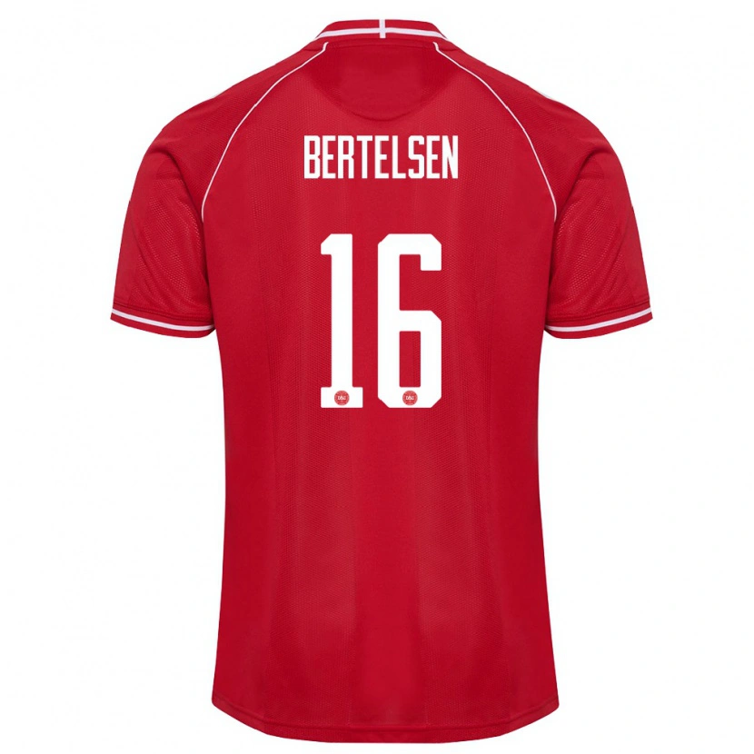 Danxen Kvinnor Danmark Villads Bertelsen #16 Röd Vit Hemmatröja Matchtröjor 26-28 Tröjor T-Tröja