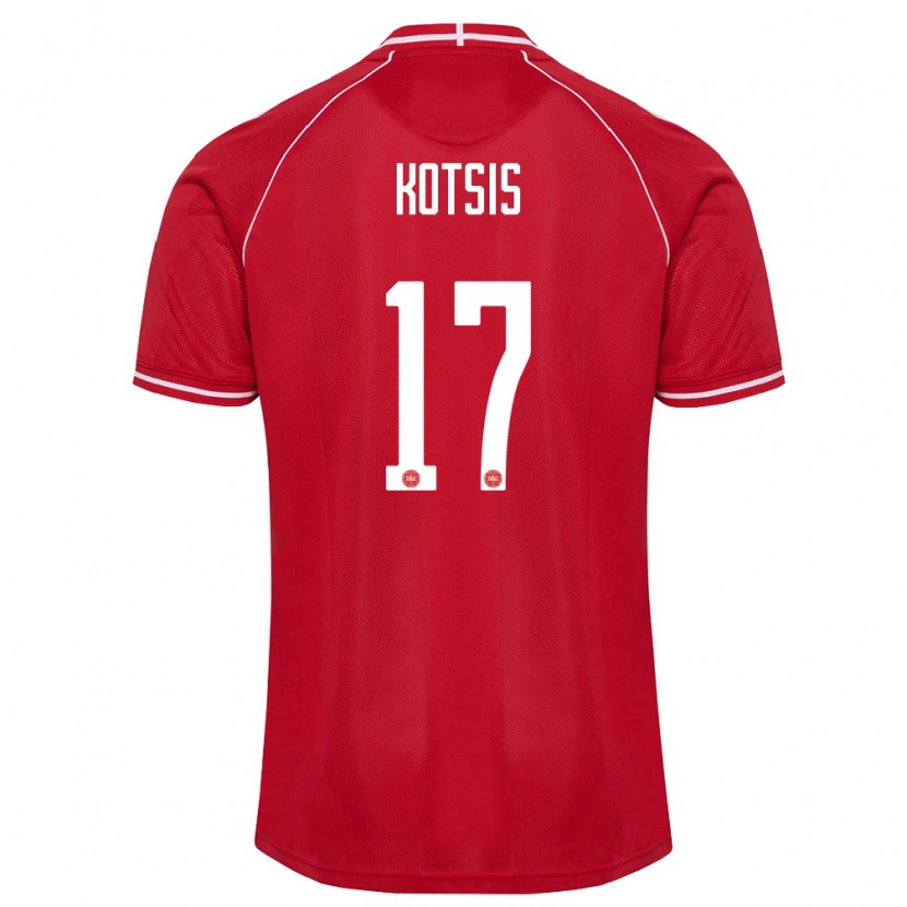 Danxen Kvinnor Danmark Karl Kotsis #17 Röd Vit Hemmatröja Matchtröjor 26-28 Tröjor T-Tröja
