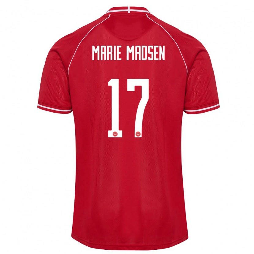 Danxen Kvinnor Danmark Rikke Marie Madsen #17 Röd Vit Hemmatröja Matchtröjor 26-28 Tröjor T-Tröja