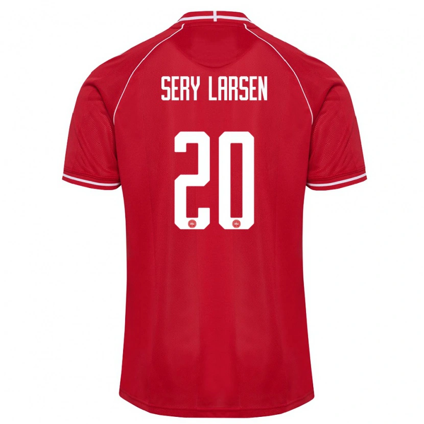 Danxen Kvinnor Danmark Japhet Sery Larsen #20 Röd Vit Hemmatröja Matchtröjor 26-28 Tröjor T-Tröja