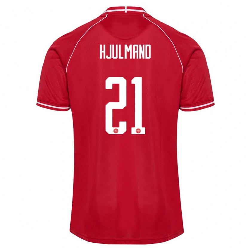 Danxen Kvinnor Danmark Morten Hjulmand #21 Röd Vit Hemmatröja Matchtröjor 26-28 Tröjor T-Tröja