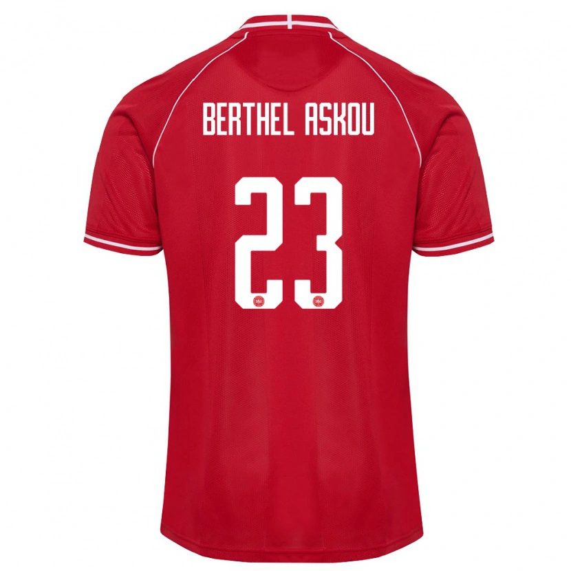 Danxen Kvinnor Danmark Julius Berthel Askou #23 Röd Vit Hemmatröja Matchtröjor 26-28 Tröjor T-Tröja