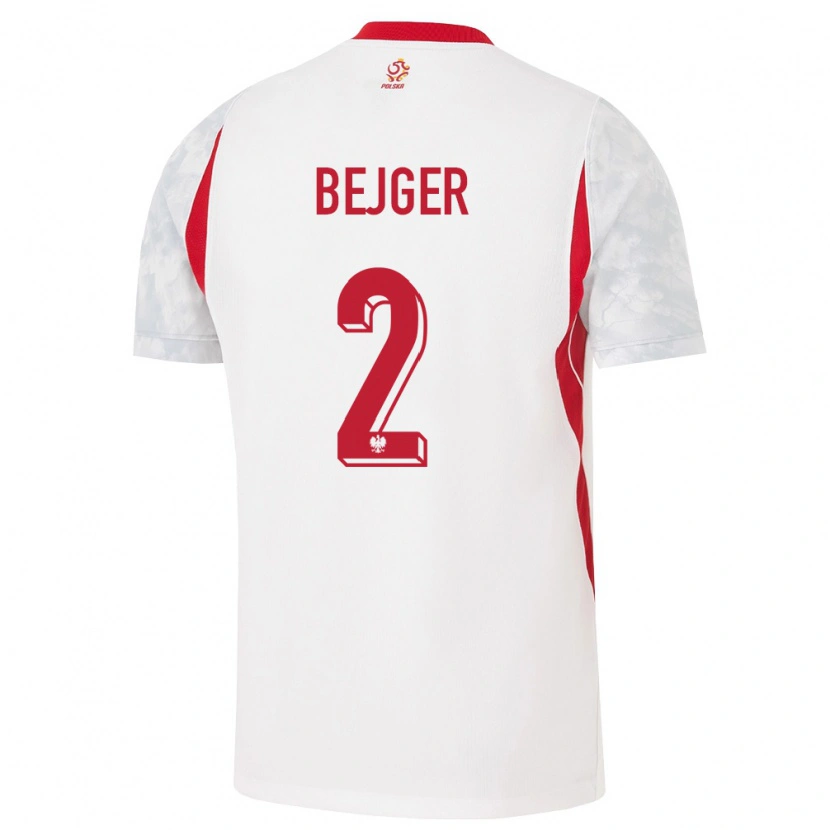 Danxen Kvinnor Polen Lukasz Bejger #2 Vit Röd Grå Hemmatröja Matchtröjor 26-28 Tröjor T-Tröja