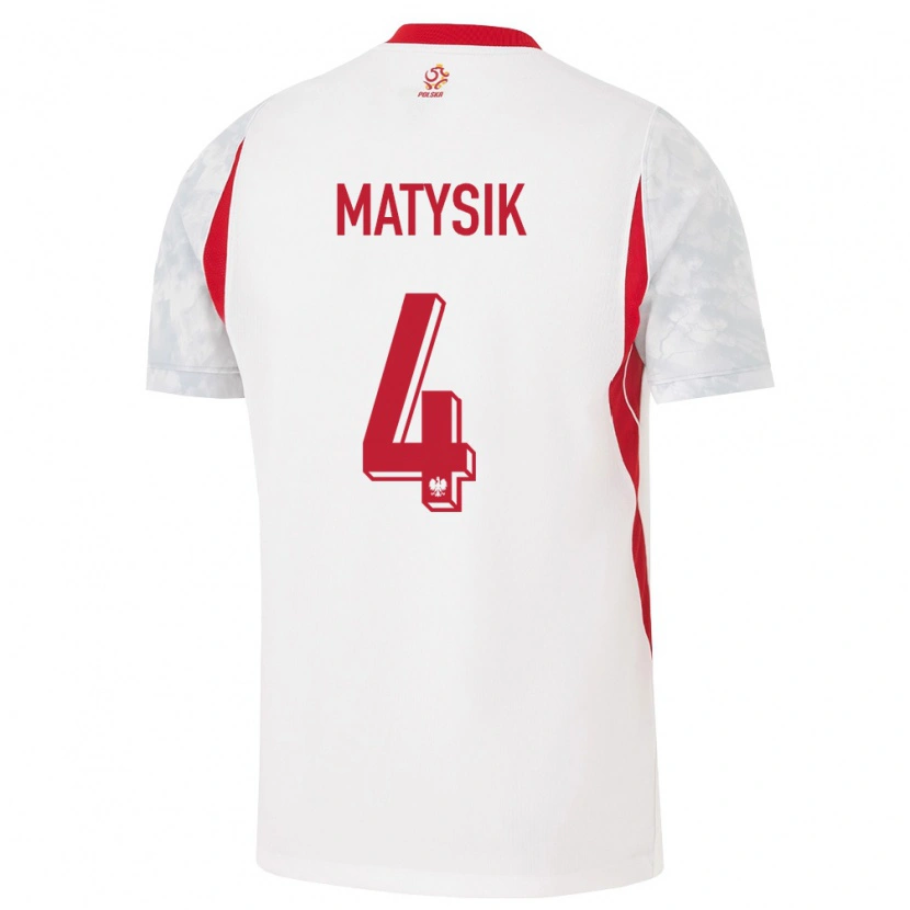 Danxen Kvinnor Polen Miłosz Matysik #4 Vit Röd Grå Hemmatröja Matchtröjor 26-28 Tröjor T-Tröja