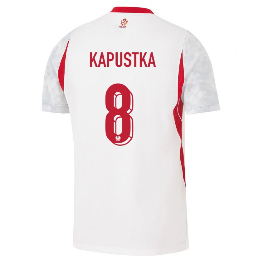 Danxen Kvinnor Polen Bartosz Kapustka #8 Vit Röd Grå Hemmatröja Matchtröjor 26-28 Tröjor T-Tröja