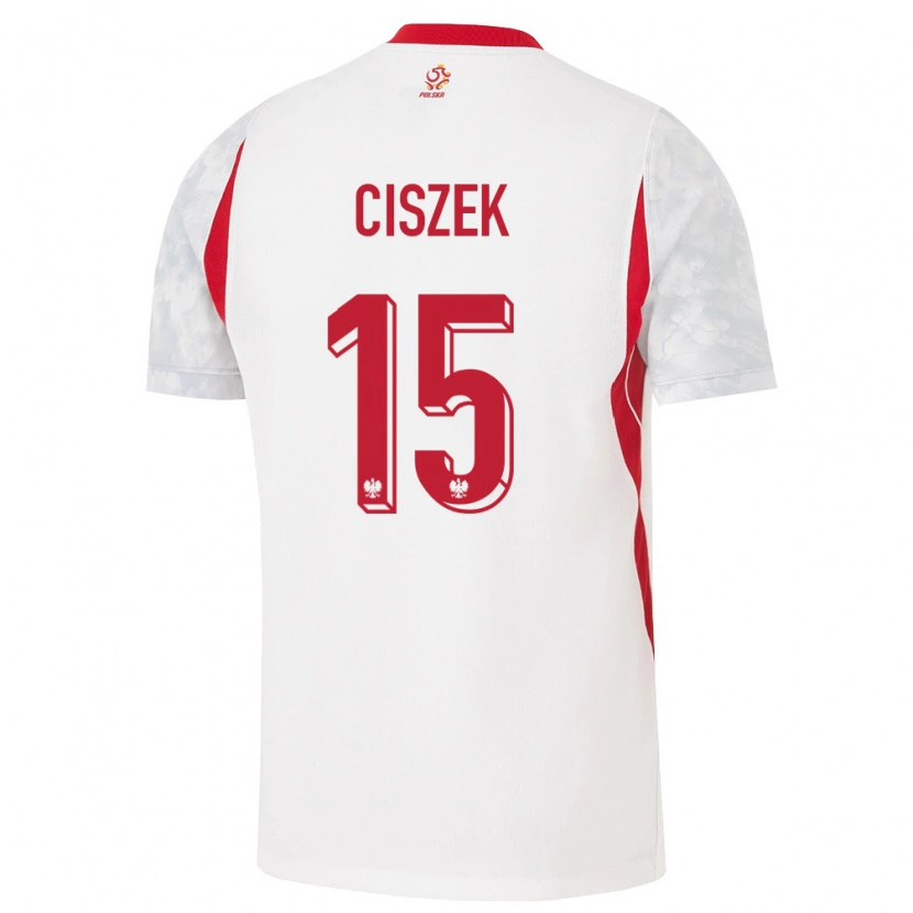 Danxen Kvinnor Polen Konrad Ciszek #15 Vit Röd Grå Hemmatröja Matchtröjor 26-28 Tröjor T-Tröja