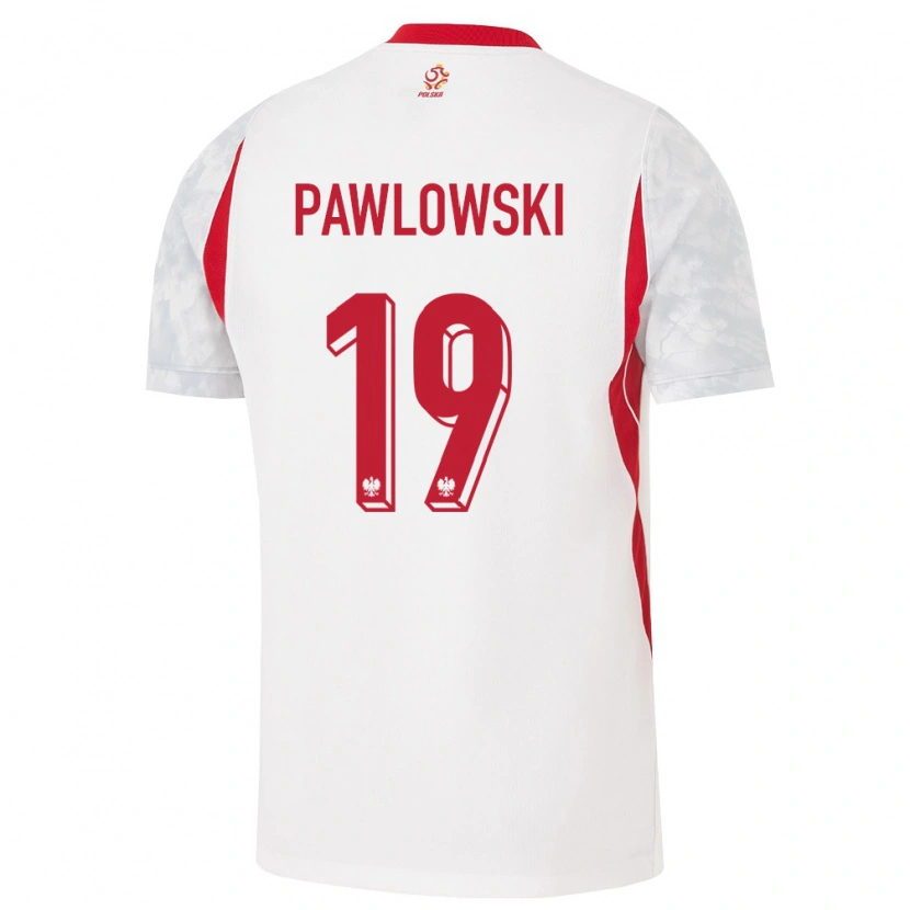 Danxen Kvinnor Polen Max Pawlowski #19 Vit Röd Grå Hemmatröja Matchtröjor 26-28 Tröjor T-Tröja