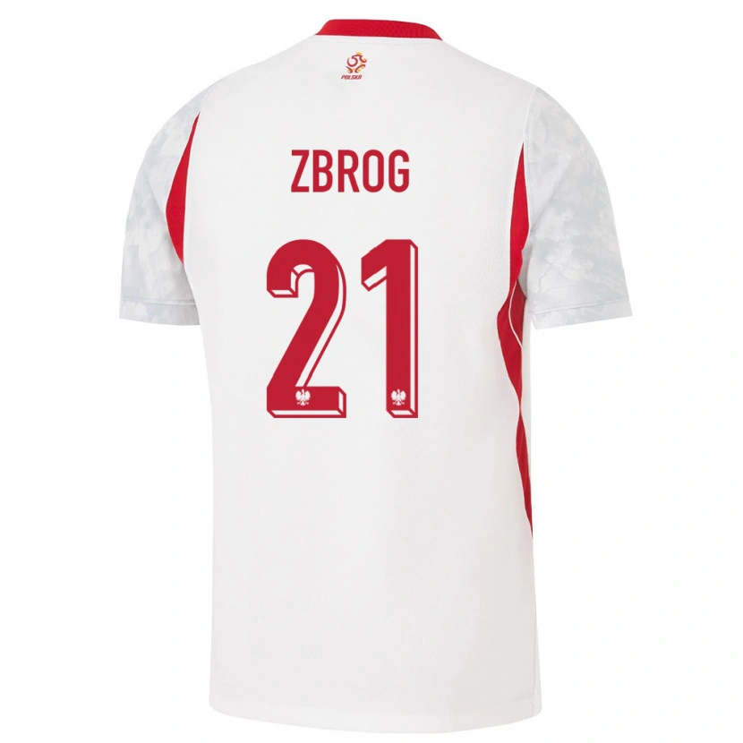 Danxen Kvinnor Polen Jakub Zbróg #21 Vit Röd Grå Hemmatröja Matchtröjor 26-28 Tröjor T-Tröja