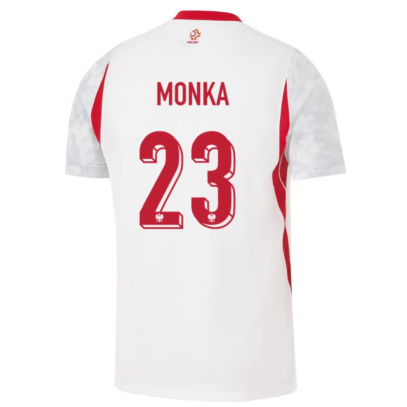 Danxen Kvinnor Polen Wojciech Mońka #23 Vit Röd Grå Hemmatröja Matchtröjor 26-28 Tröjor T-Tröja