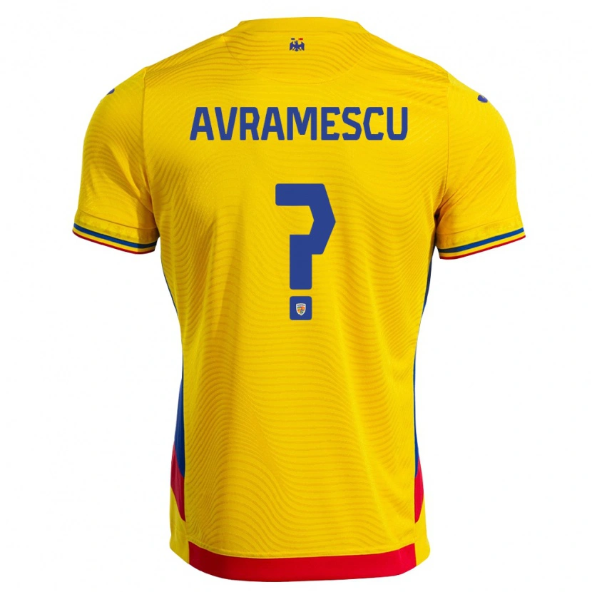 Danxen Kvinnor Rumänien Ianis Avrămescu #0 Gul Röd Hemmatröja Matchtröjor 26-28 Tröjor T-Tröja