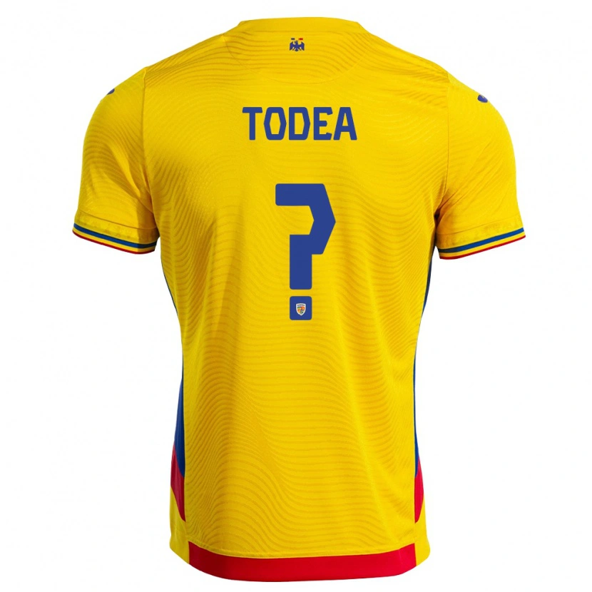 Danxen Kvinnor Rumänien Tudor Todea #0 Gul Röd Hemmatröja Matchtröjor 26-28 Tröjor T-Tröja