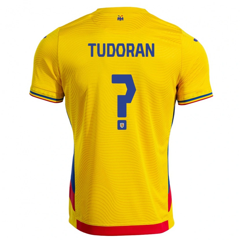 Danxen Kvinnor Rumänien Eduard Tudoran #0 Gul Röd Hemmatröja Matchtröjor 26-28 Tröjor T-Tröja