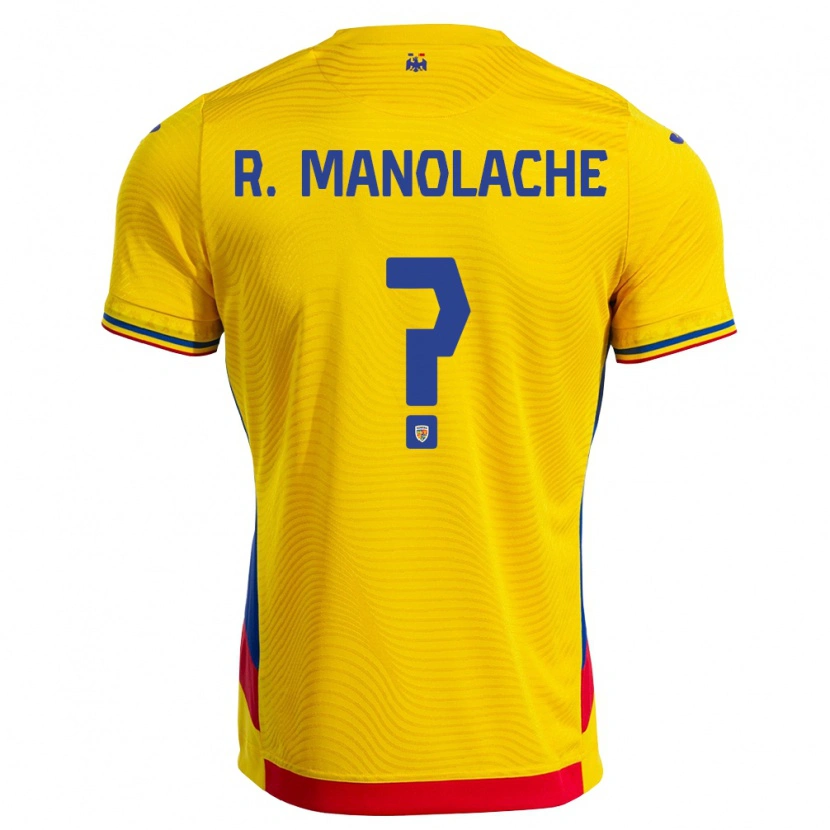 Danxen Kvinnor Rumänien Rareș Manolache #0 Gul Röd Hemmatröja Matchtröjor 26-28 Tröjor T-Tröja