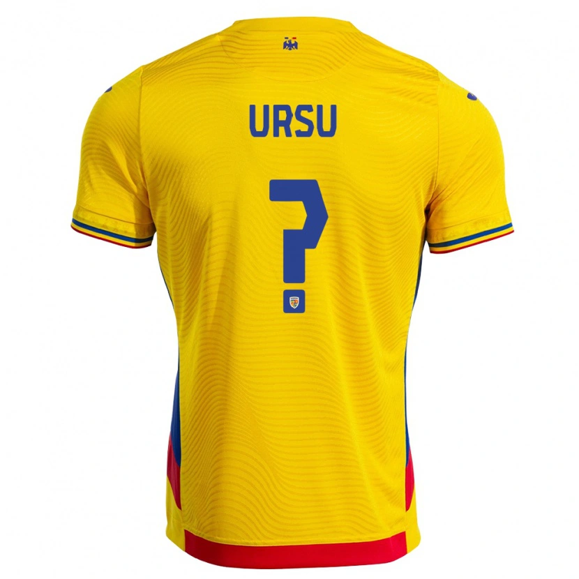 Danxen Kvinnor Rumänien Eduard Ursu #0 Gul Röd Hemmatröja Matchtröjor 26-28 Tröjor T-Tröja