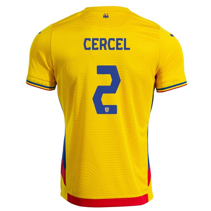 Danxen Kvinnor Rumänien Ionuț Cercel #2 Gul Röd Hemmatröja Matchtröjor 26-28 Tröjor T-Tröja