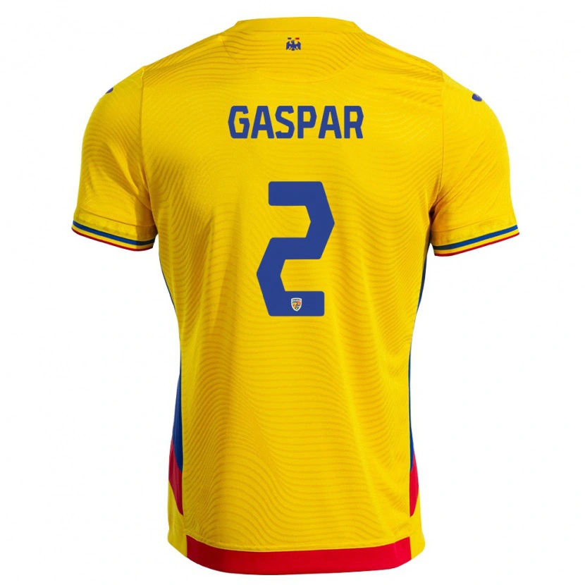 Danxen Kvinnor Rumänien Florin Gașpăr #2 Gul Röd Hemmatröja Matchtröjor 26-28 Tröjor T-Tröja