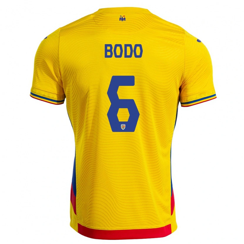 Danxen Kvinnor Rumänien Efraim Bödő #6 Gul Röd Hemmatröja Matchtröjor 26-28 Tröjor T-Tröja