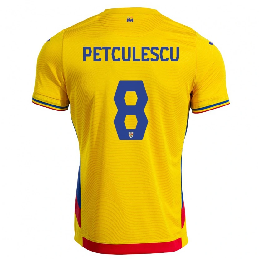 Danxen Kvinnor Rumänien Robert Petculescu #8 Gul Röd Hemmatröja Matchtröjor 26-28 Tröjor T-Tröja