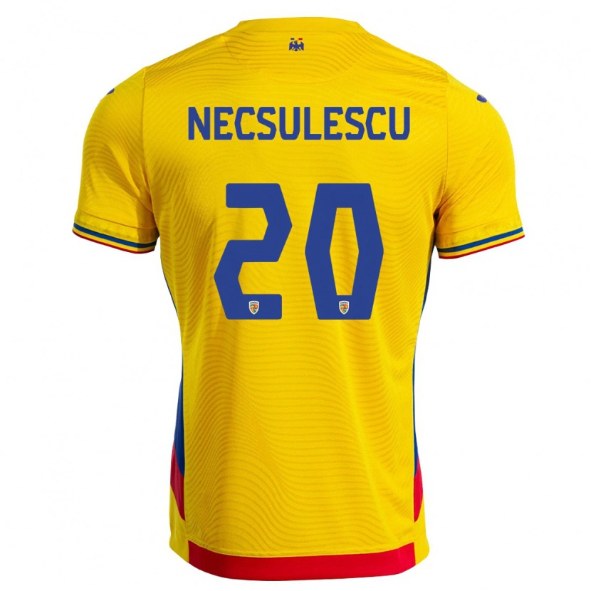 Danxen Kvinnor Rumänien Robert Necșulescu #20 Gul Röd Hemmatröja Matchtröjor 26-28 Tröjor T-Tröja