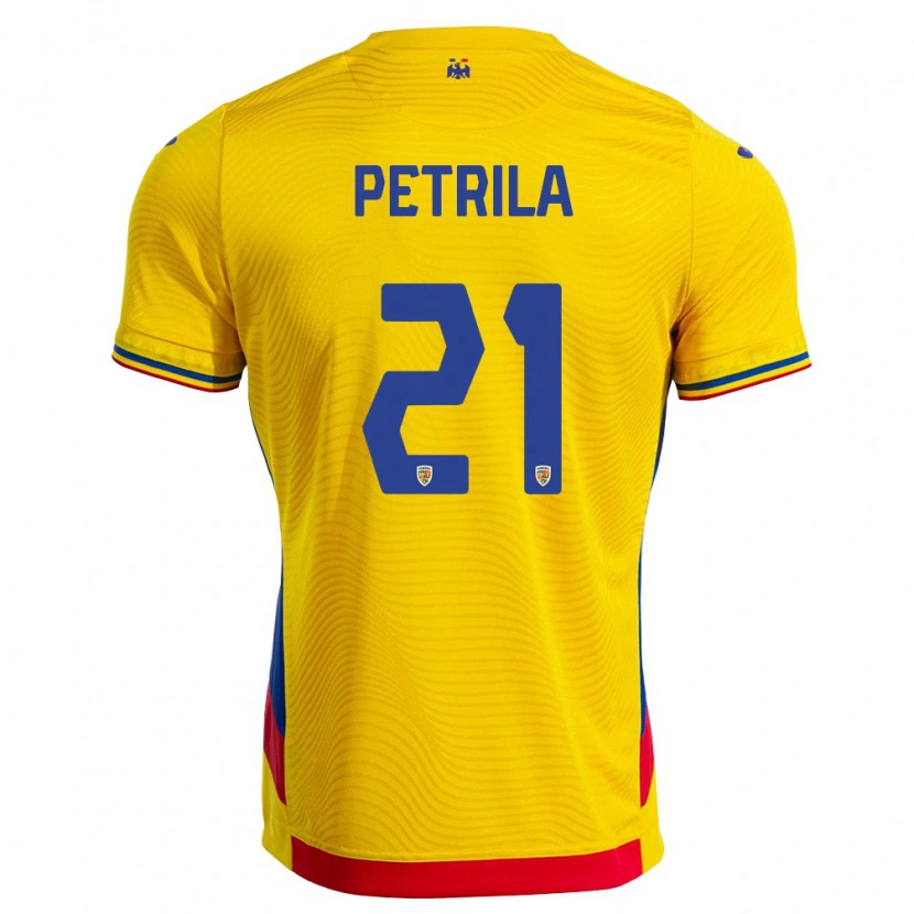 Danxen Kvinnor Rumänien Claudiu Petrila #21 Gul Röd Hemmatröja Matchtröjor 26-28 Tröjor T-Tröja