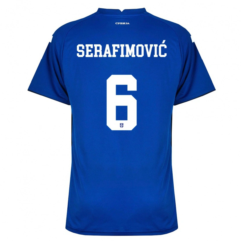 Danxen Kvinnor Serbien Vojin Serafimovic #6 Marin Röd Hemmatröja Matchtröjor 26-28 Tröjor T-Tröja