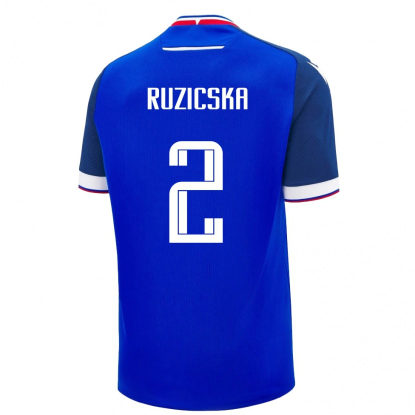 Danxen Kvinnor Slovakien Dominik Ruzicska #2 Blå Vit Hemmatröja Matchtröjor 26-28 Tröjor T-Tröja
