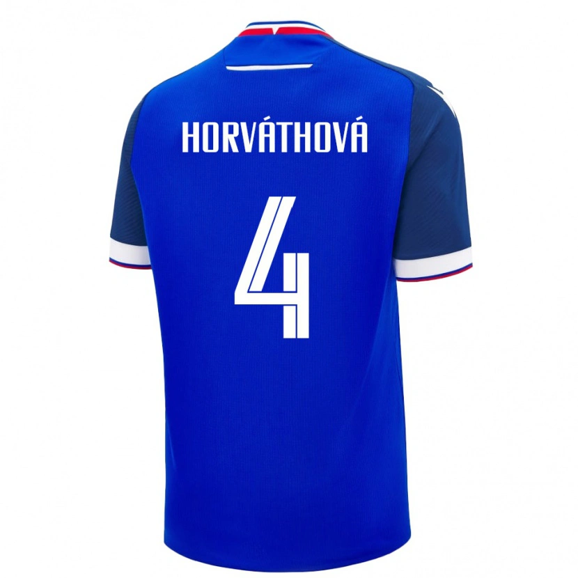 Danxen Kvinnor Slovakien Andrea Horváthová #4 Blå Vit Hemmatröja Matchtröjor 26-28 Tröjor T-Tröja