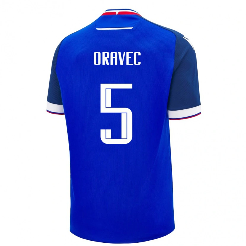 Danxen Kvinnor Slovakien Adam Oravec #5 Blå Vit Hemmatröja Matchtröjor 26-28 Tröjor T-Tröja