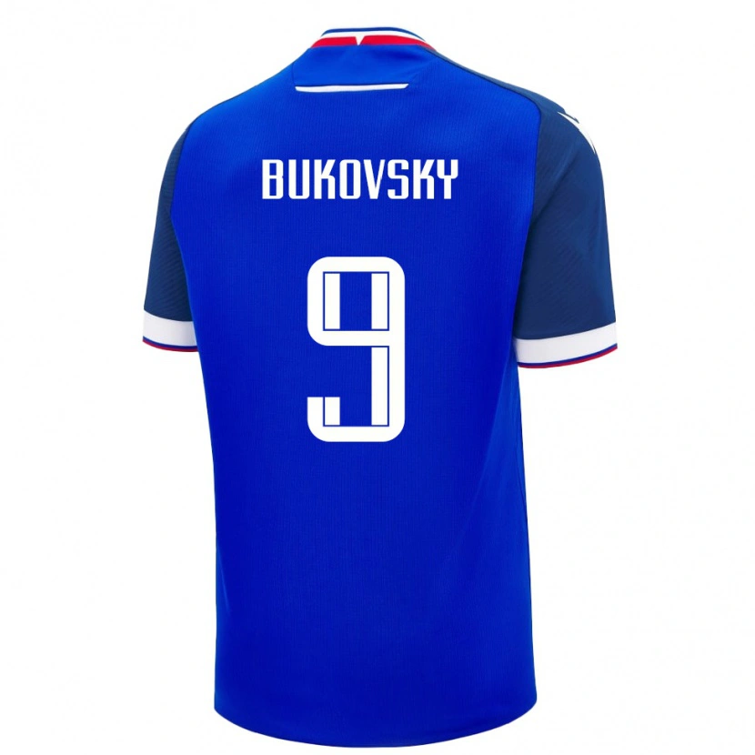 Danxen Kvinnor Slovakien David Bukovsky #9 Blå Vit Hemmatröja Matchtröjor 26-28 Tröjor T-Tröja