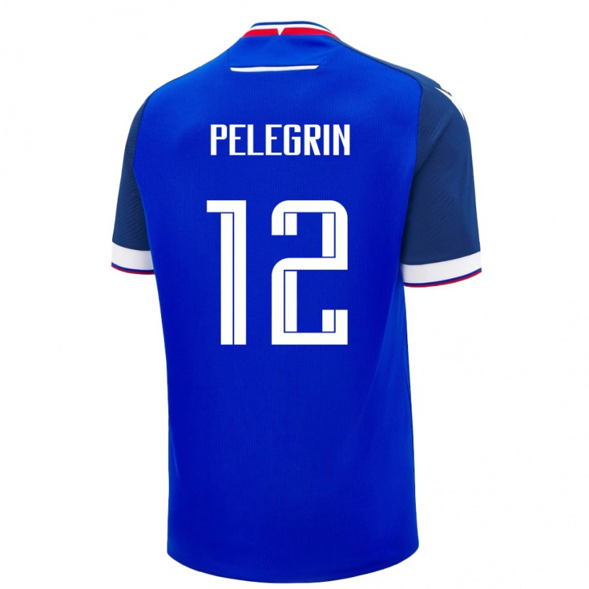 Danxen Kvinnor Slovakien Lukas Pelegrin #12 Blå Vit Hemmatröja Matchtröjor 26-28 Tröjor T-Tröja