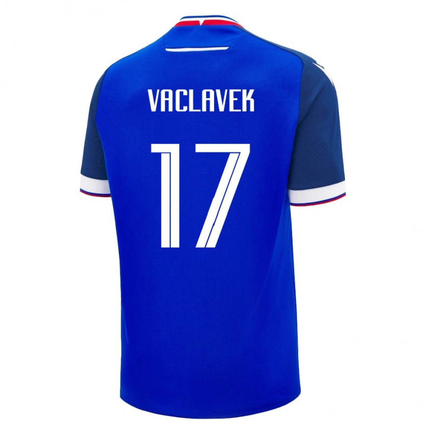 Danxen Kvinnor Slovakien Marko Vaclavek #17 Blå Vit Hemmatröja Matchtröjor 26-28 Tröjor T-Tröja