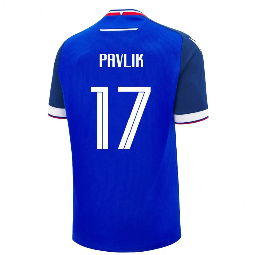 Danxen Kvinnor Slovakien Samuel Pavlik #17 Blå Vit Hemmatröja Matchtröjor 26-28 Tröjor T-Tröja