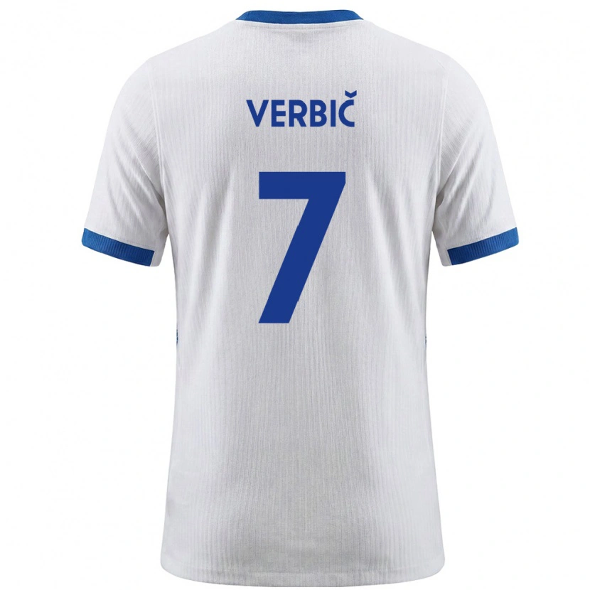 Danxen Kvinnor Slovenien Benjamin Verbic #7 Vit Blå Hemmatröja Matchtröjor 26-28 Tröjor T-Tröja