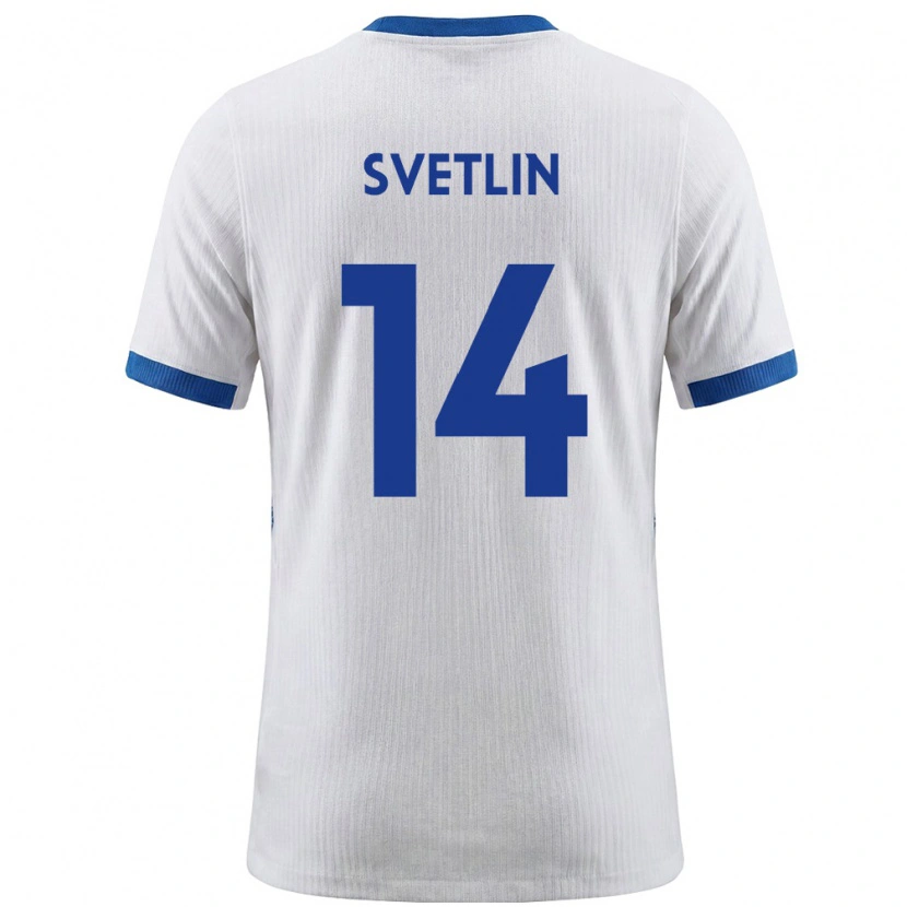 Danxen Kvinnor Slovenien Tamar Svetlin #14 Vit Blå Hemmatröja Matchtröjor 26-28 Tröjor T-Tröja