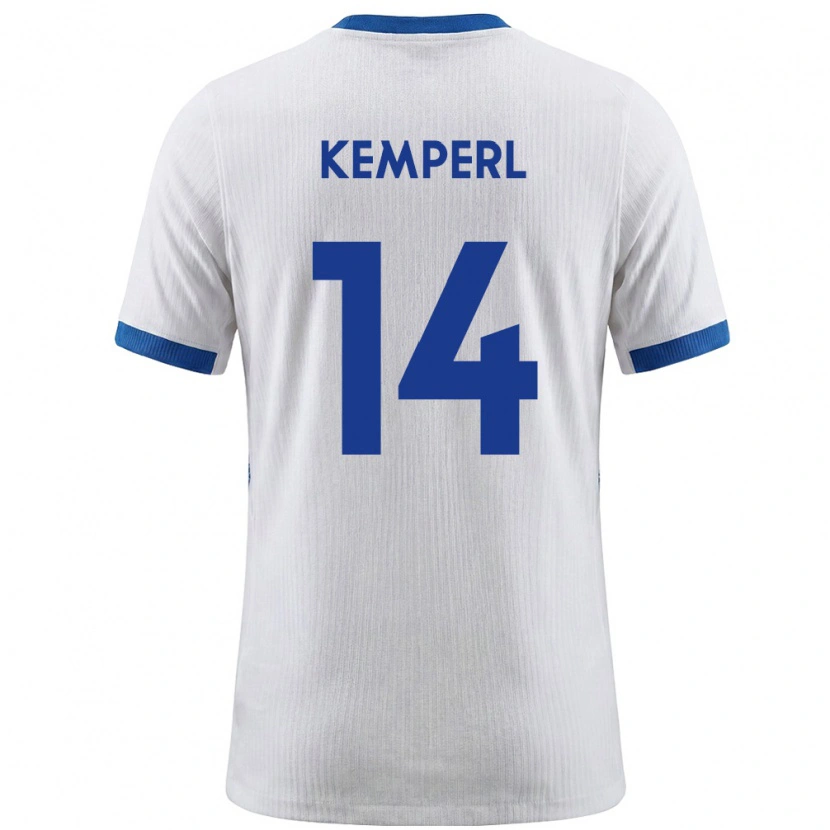 Danxen Kvinnor Slovenien Nino Kemperl #14 Vit Blå Hemmatröja Matchtröjor 26-28 Tröjor T-Tröja