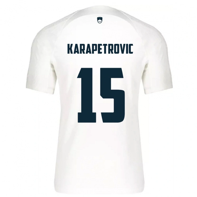 Danxen Kvinnor Slovenien Luka Karapetrovic #15 Vit Blå Hemmatröja Matchtröjor 26-28 Tröjor T-Tröja
