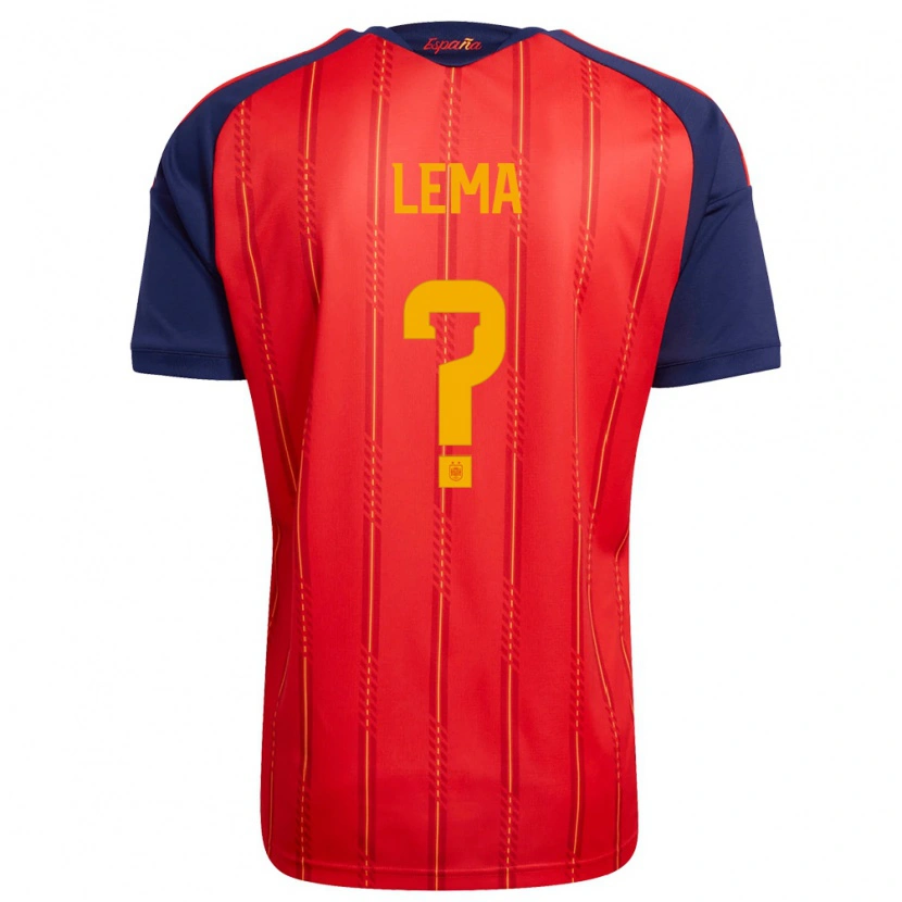 Danxen Kvinnor Spanien Raúl Lema #0 Röd Marin Gul Hemmatröja Matchtröjor 26-28 Tröjor T-Tröja