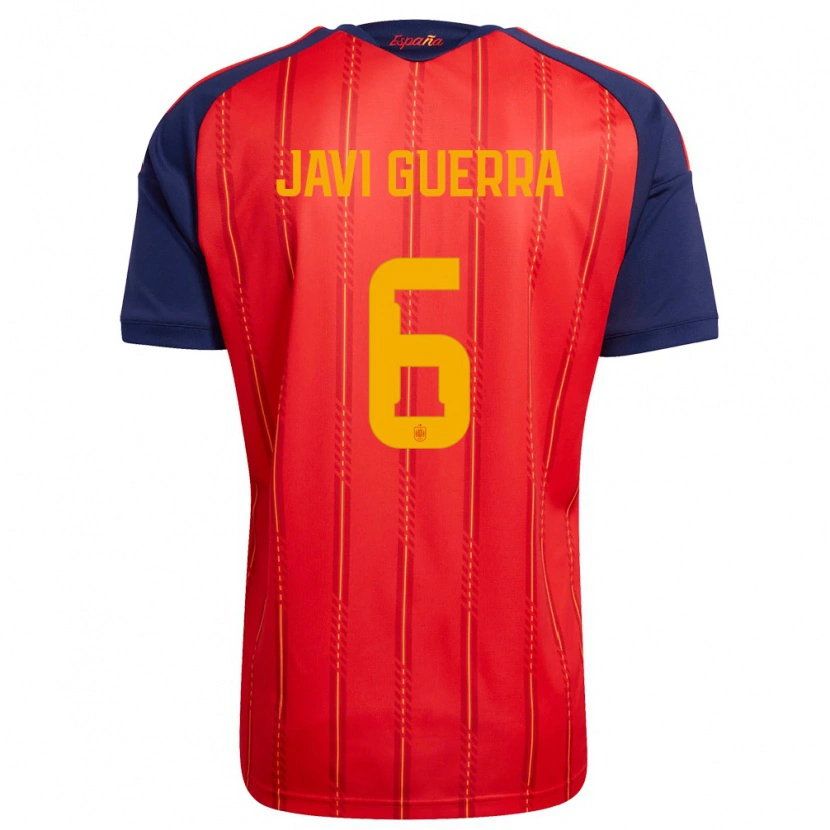 Danxen Kvinnor Spanien Javi Guerra #6 Röd Marin Gul Hemmatröja Matchtröjor 26-28 Tröjor T-Tröja